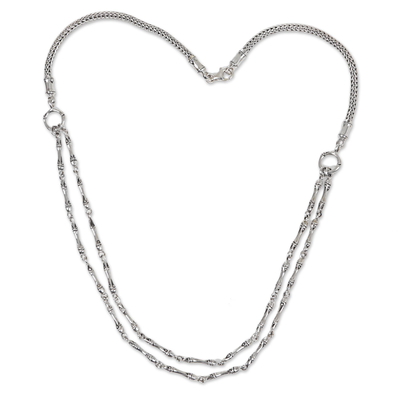 Halskette aus Sterlingsilber - Handgefertigte Bambus-Halskette aus Sterlingsilber