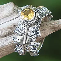 Anillos apilables de citrino y plata esterlina, 'Elephant Shrine' (juego de 3) - Anillos apilables de citrino y plata (juego de 3) de Indonesia