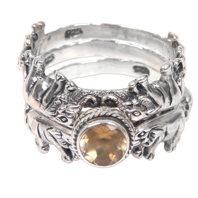 Citrine and Silver Stacking Rings (Set of 3) from Indonesia
