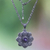 Collar colgante de amatista, 'Medallón de loto' - Collar de plata de ley de Bali y flor de amatista con perla
