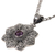 Amethyst pendant necklace, 'Lotus Medallion' - Bali Sterling Silver and Amethyst Flower Necklace with Pearl (image 2b) thumbail