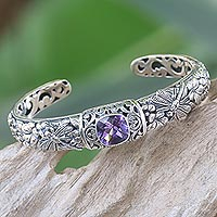 Amethyst cuff bracelet, Sacred Garden in Purple