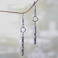 Featured review for Sterling silver dangle earrings, Bamboo Stalk