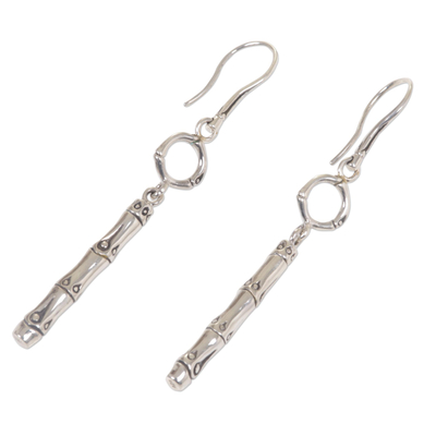 Sterling silver dangle earrings, 'Bamboo Stalk' - Engraved Bamboo Motif 925 Sterling Silver Dangle Earrings