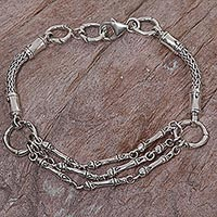 Sterling silver link bracelet, 'Kuta Ropes'