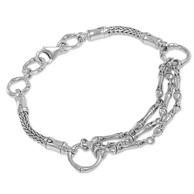 Sterling silver link bracelet, 'Kuta Ropes' - Hand Made Sterling Silver Link Bracelet from Indonesia