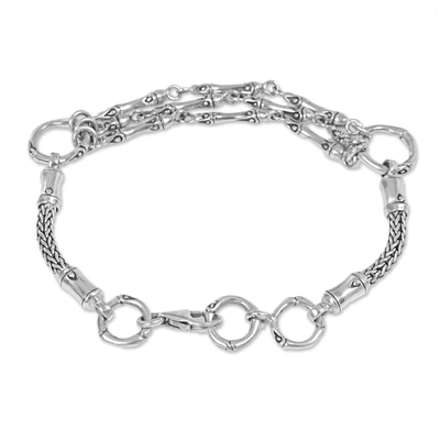 Sterling silver link bracelet, 'Kuta Ropes' - Hand Made Sterling Silver Link Bracelet from Indonesia