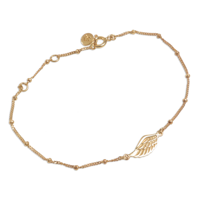 Gold plated sterling silver pendant bracelet, 'Golden Wing' - Gold Plated Sterling Silver Pendant Bracelet Wing Indonesia