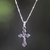 Sterling silver necklace, 'Christ on the Cross' - Highly Polished Sterling Silver Crucifix on Cuban Chain