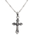 Collar de plata esterlina - Crucifijo de plata esterlina altamente pulida con cadena cubana