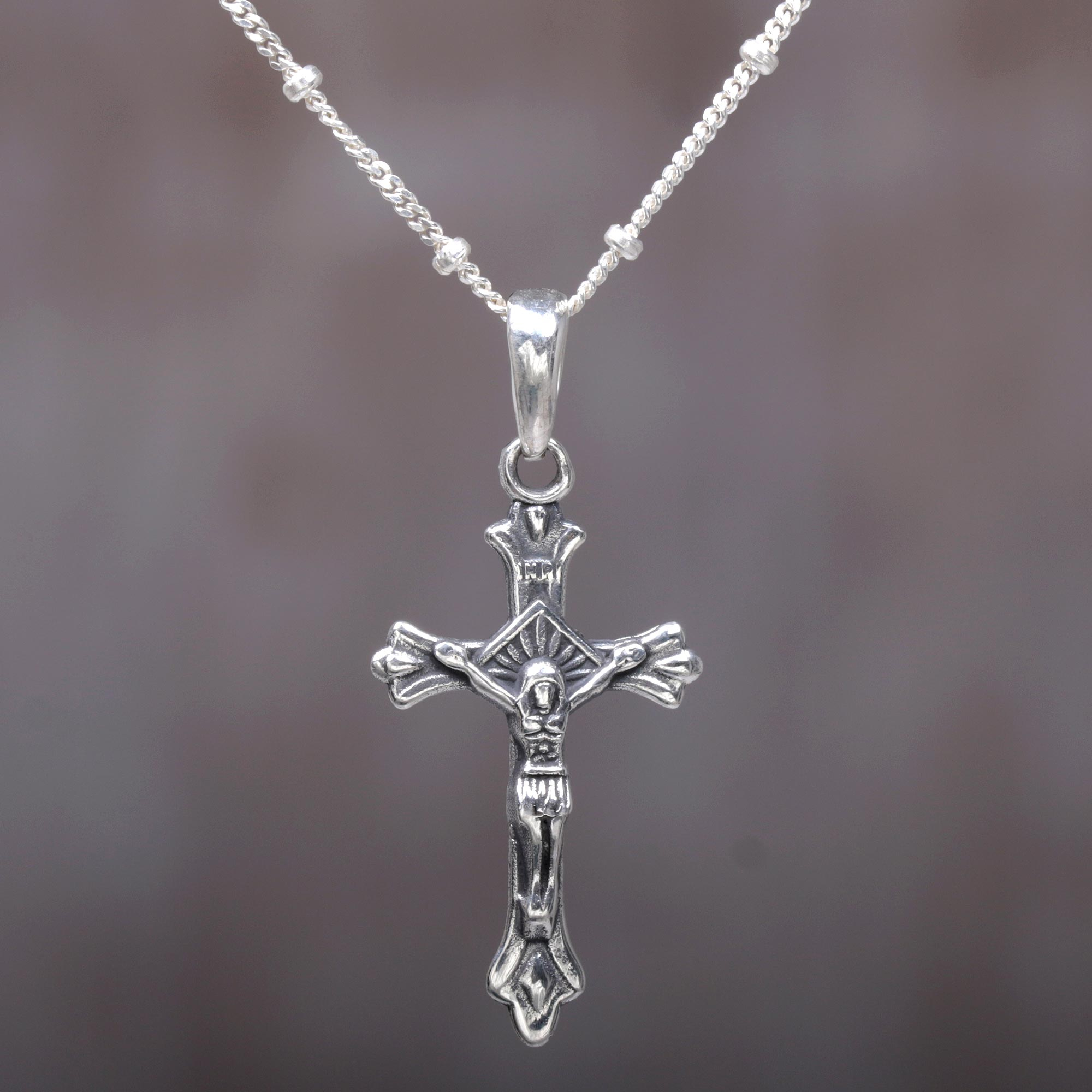 Silver And Pearl Mini Cross Necklace