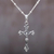Sterling silver pendant necklace, 'Accompanied by Christ' - Highly Polished Sterling Silver Crucifix Pendant Necklace thumbail
