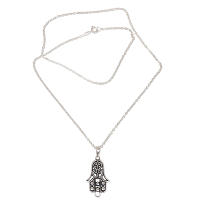 Halskette mit Anhänger aus Sterlingsilber - Halskette mit Hamsa-Symbol aus Sterlingsilber aus Indonesien