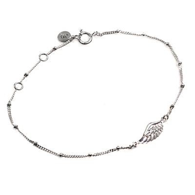 Sterling silver pendant bracelet, 'One-Winged Angel' - Handmade Sterling Silver Pendant Bracelet from Indonesia