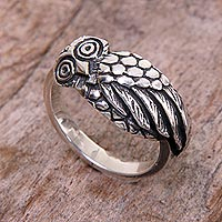 Featured review for Sterling silver cocktail ring, Perky Night Owl