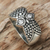 Sterling silver cocktail ring, 'Silver Owl' - Handmade Balinese Sterling Silver Owl Ring with CZ thumbail