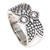 Sterling silver cocktail ring, 'Silver Owl' - Handmade Balinese Sterling Silver Owl Ring with CZ (image 2b) thumbail