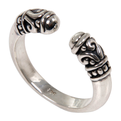Sterling silver wrap ring, 'Twin Buds' - Hand Made Sterling Silver Wrap Ring from Indonesia