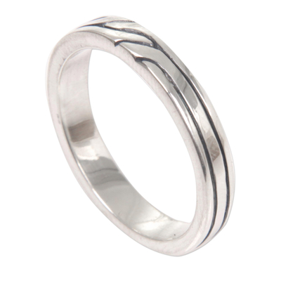 Sterling silver band ring, 'Shiny Minimalist' - Sterling Silver Band Ring with Balinese Minimalist Styling
