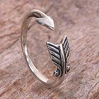 Sterling silver wrap ring, 'Silver Arrow' - Sterling Silver Arrow Engraved Wrap Ring from Indonesia