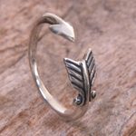 Sterling silver wrap ring, 'Silver Arrow' - Sterling Silver Arrow Engraved Wrap Ring from Indonesia