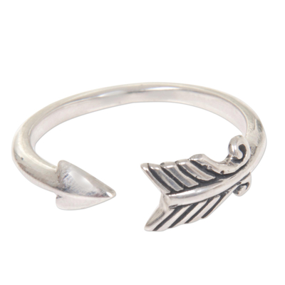 Sterling silver wrap ring, 'Silver Arrow' - Sterling Silver Arrow Engraved Wrap Ring from Indonesia