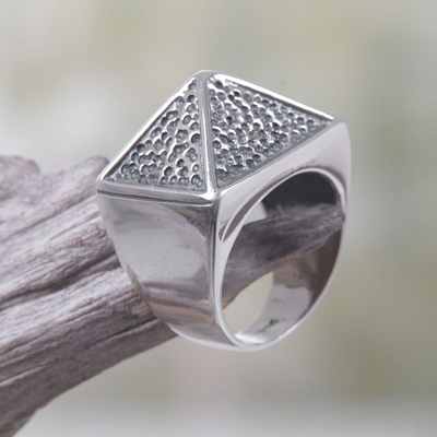 925 Sterling Silver Aztec Pyramid Ring Unique Stylish Jewellery Size 6
