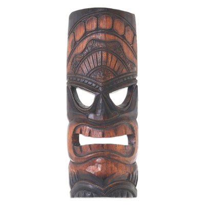 Hand Carved Wood Papua Wall Mask Brown from Indonesia