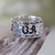 Sterling silver band ring, 'Bali Script' - Handmade Engraved 925 Sterling Silver Ring from Bali (image 2) thumbail