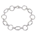 Sterling silver link bracelet, 'Bamboo Chain' - Handcrafted Sterling Silver Engraved Link Bracelet from Bali