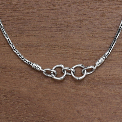 Sterling silver station necklace, 'Bamboo Link' - Sterling Silver Station Necklace Hand Crafted in Indonesia