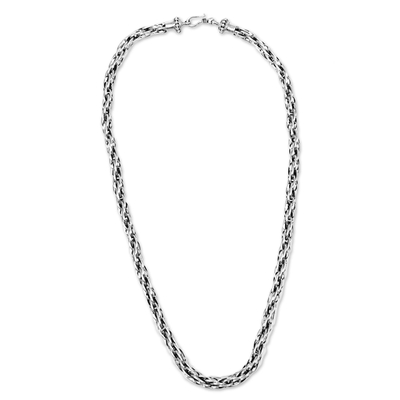 Men's sterling silver chain necklace, 'King Snake' - Hand Made Sterling Silver Men's Necklace from Indonesia