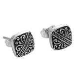 Sterling silver stud earrings, 'Bali Beauties' - Sterling Silver Square Stud Earrings from Indonesia