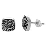 Sterling silver stud earrings, 'Bali Beauties' - Sterling Silver Square Stud Earrings from Indonesia