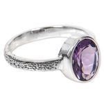 Amethyst solitaire ring, 'Simply in Purple' - Hand Made Amethyst and Silver Solitaire Ring from Indonesia