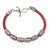 Sterling silver and braided leather wristband bracelet, 'Daisy Dreams in Red' - Sterling Silver and Leather Wristband Bracelet in Red thumbail