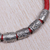 Sterling silver and braided leather wristband bracelet, 'Daisy Dreams in Red' - Sterling Silver and Leather Wristband Bracelet in Red (image 2c) thumbail