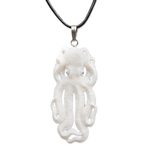 Bone pendant necklace, 'Great Octopus' - Handcarved Bone Octopus Pendant Necklace made in Indonesia