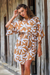 Short rayon robe, 'Balinese Spice' - Women's Brown and White Fern Floral Rayon Wrap Short Robe thumbail