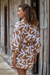 Short rayon robe, 'Balinese Spice' - Women's Brown and White Fern Floral Rayon Wrap Short Robe (image 2b) thumbail