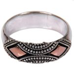 Gold accented sterling silver band ring, 'Golden Stare' - Sterling Silver Ring with Gold Plated Accents