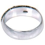 Gold accented sterling silver band ring, 'Golden Stare' - Sterling Silver Ring with Gold Plated Accents