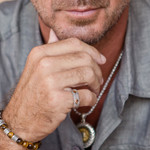 Gold accented sterling silver band ring, 'Golden Stare' - Sterling Silver Ring with Gold Plated Accents