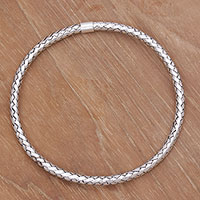 Sterling silver bangle bracelet, 'Simple Perfection'