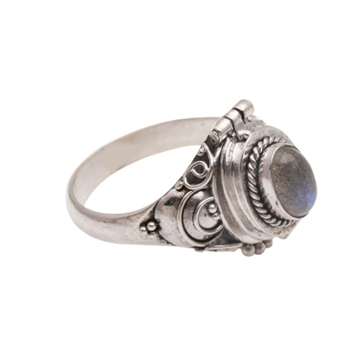 Labradorite and Sterling Silver Locket Ring from Bali