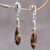 Tiger's eye dangle earrings, 'Brown Wand' - Handmade Tiger's Eye and Sterling Silver Dangle Earrings (image 2) thumbail