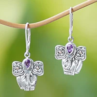 Featured review for Gold accented amethyst dangle earrings, Indonesian Elephant