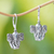 Gold accented blue topaz dangle earrings, 'Indonesian Elephant' - Balinese Blue Topaz Sterling Silver Elephant Dangle Earrings (image 2) thumbail