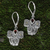 Garnet dangle earrings, 'Red Gajah' - Garnet and Sterling Silver Balinese Elephant Dangle Earrings thumbail