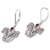 Garnet dangle earrings, 'Red Gajah' - Garnet and Sterling Silver Balinese Elephant Dangle Earrings (image 2c) thumbail